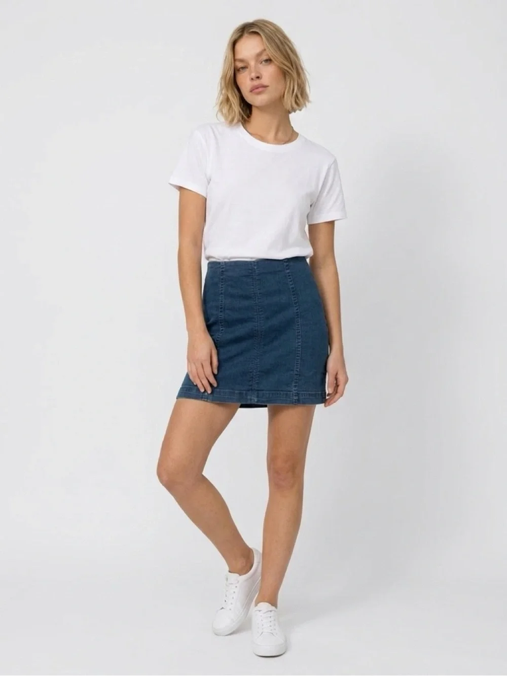Free People Womens Skort Classic Dark Blue Denim Mini Skirt/Skort sz 2 NWOT
